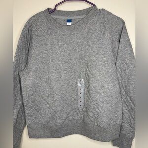 Old Navy Gray Quilted Crew Neck Sweater